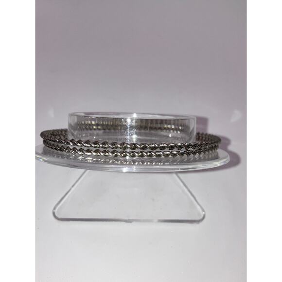 NWOT! Two Twisting Silver-Tone 2 7/8" Bangle Bracelets! - Picture 2 of 8